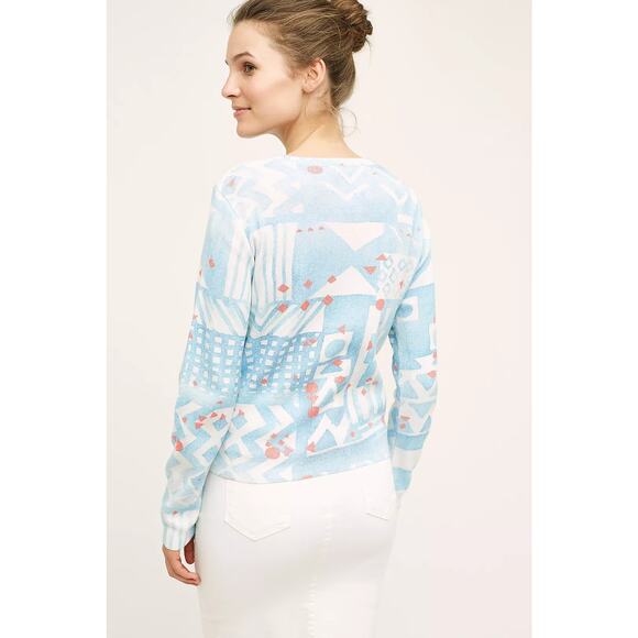 New Anthropologie MOTH Array Zip-Front Cardigan $128 SMALL PETITE SP Blue - Picture 3 of 5